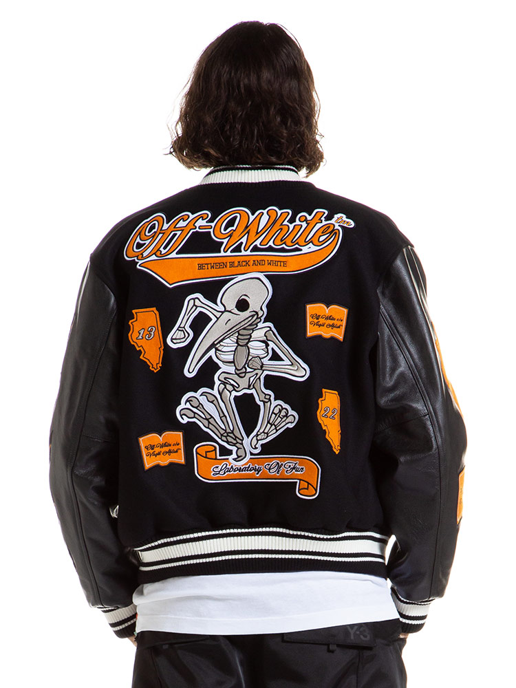 OFF-WHITE オフホワイト レザー ウール メルトン ワッペン 刺繍