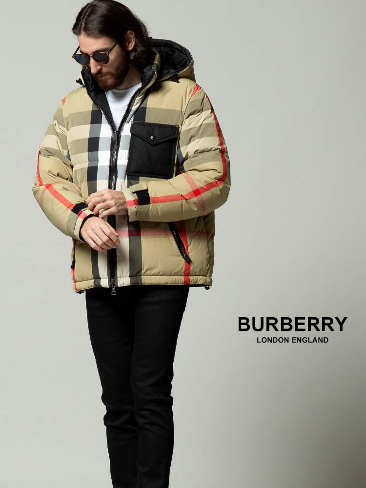 BURBERRY (バーバリー) リバーシブル チェック＆無地 ダウンジャケット