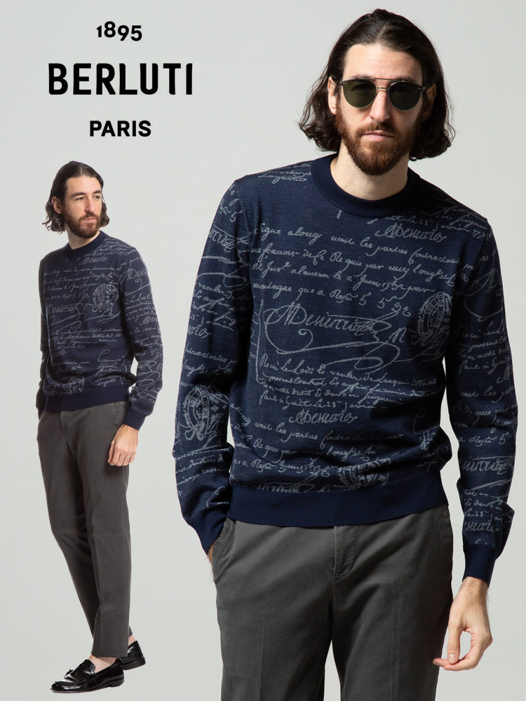 BERLUTI (ベルルッティ) 総柄 クルーネック 長袖 ニット