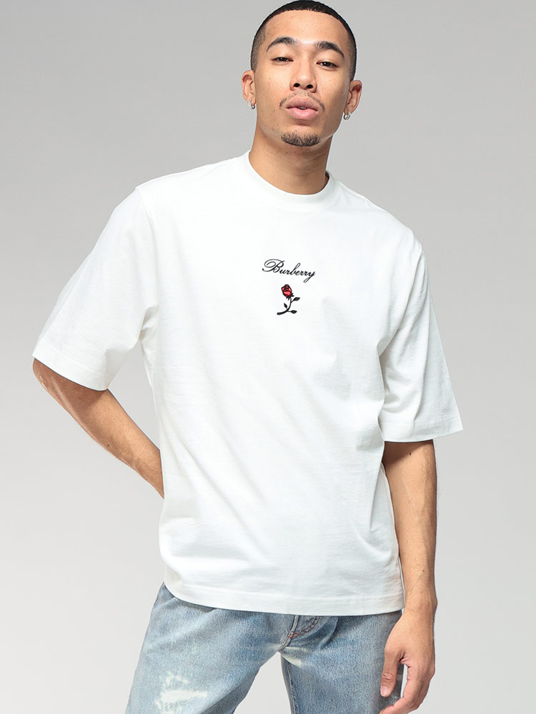 BURBERRY (バーバリー) フロント ロゴ 刺繍 薔薇 フロッキー使い