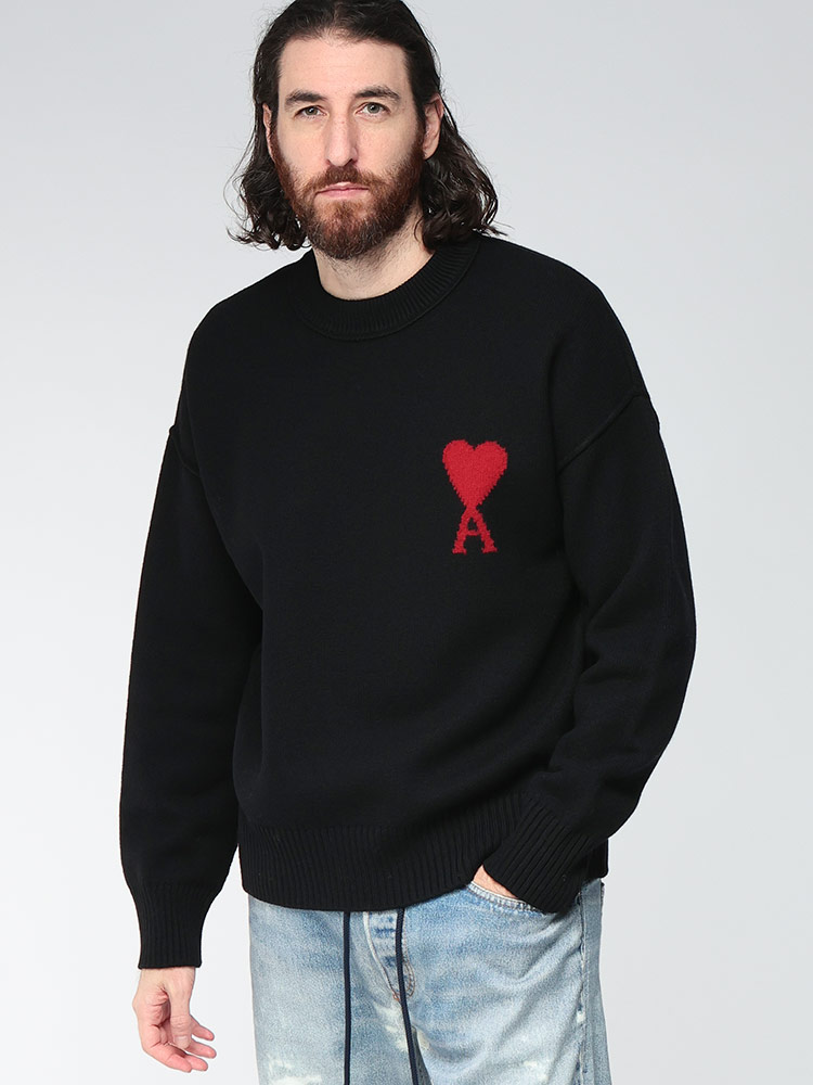 AMI PARIS (アミパリス) 胸ロゴ クルーネック セーター Ami de Coeur