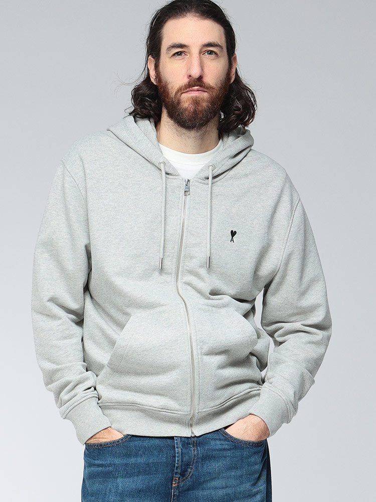 AMI PARIS (アミパリス) ワンポイントロゴ フルジップ パーカー Ami de