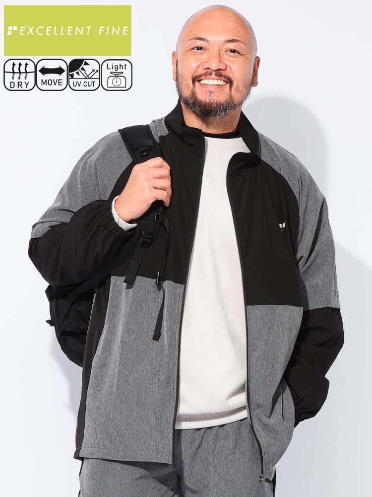 アウター ジャケット ストレッチクロス 切り替え フルジップ スタンド