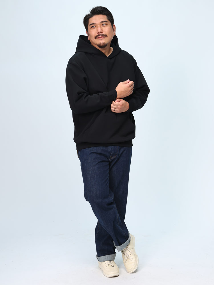 プルオーバー パーカー ふわかる ストレッチ 軽量 ポンチ X1(3L～4L