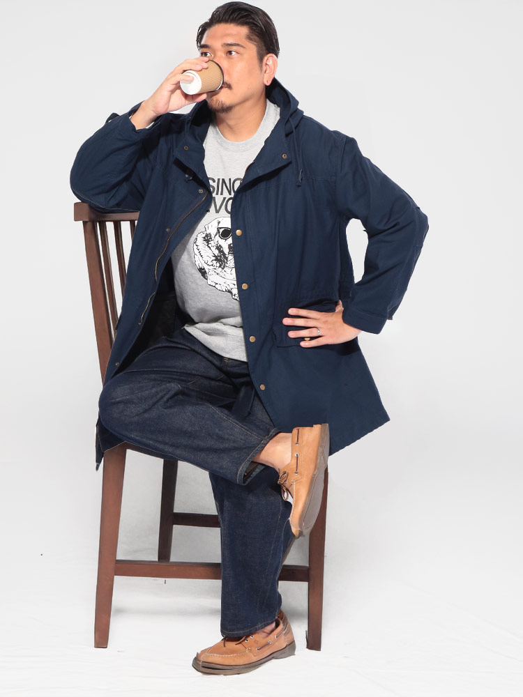 モッズコート フード付き フルジップ アウター コート ロング