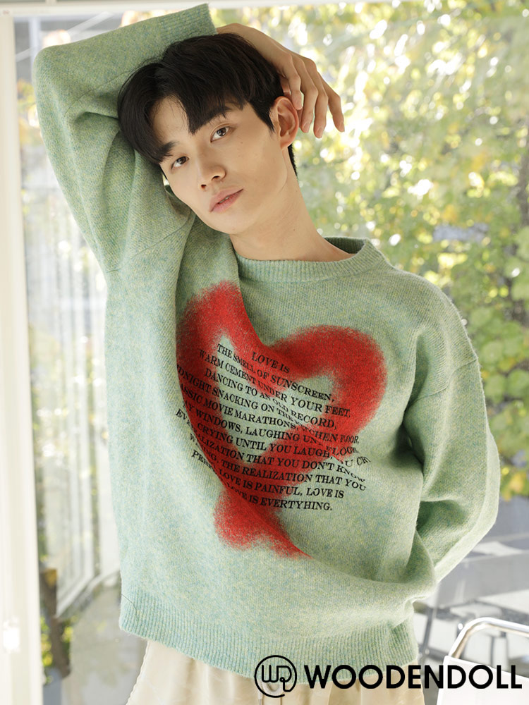 WOODENDOLL(ウッディンドール) スプレーハート クルーネック ニット