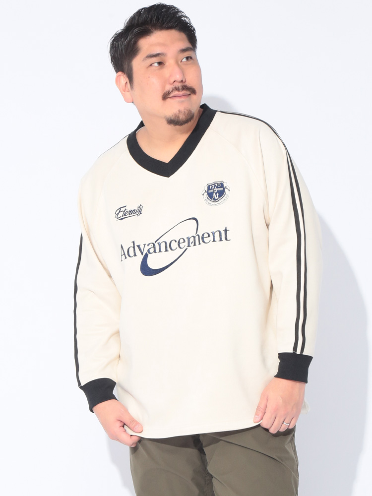 長袖 Tシャツ カットスウェード メタリック刺繍 長袖 ゲームシャツ