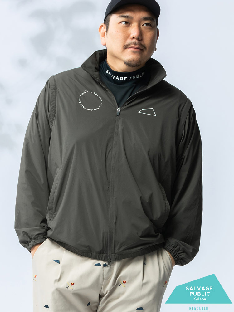 ブルゾン GOLF 袖着脱 フード収納 フルジップ 3L-6L アウター パーカー