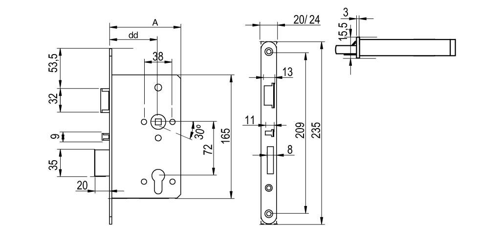 XS4 LE7W - European Mortise Lock | Salto