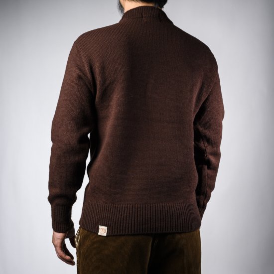 Bセーター モックネック ブラウン×ホワイト B-Sweater Mock Neck Brown