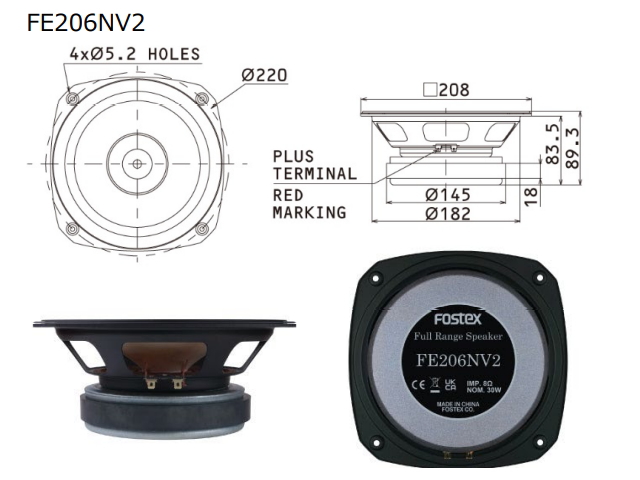 FOSTEX FE206NV2 フォステクス 20cmフルレンジ 2個1組販売