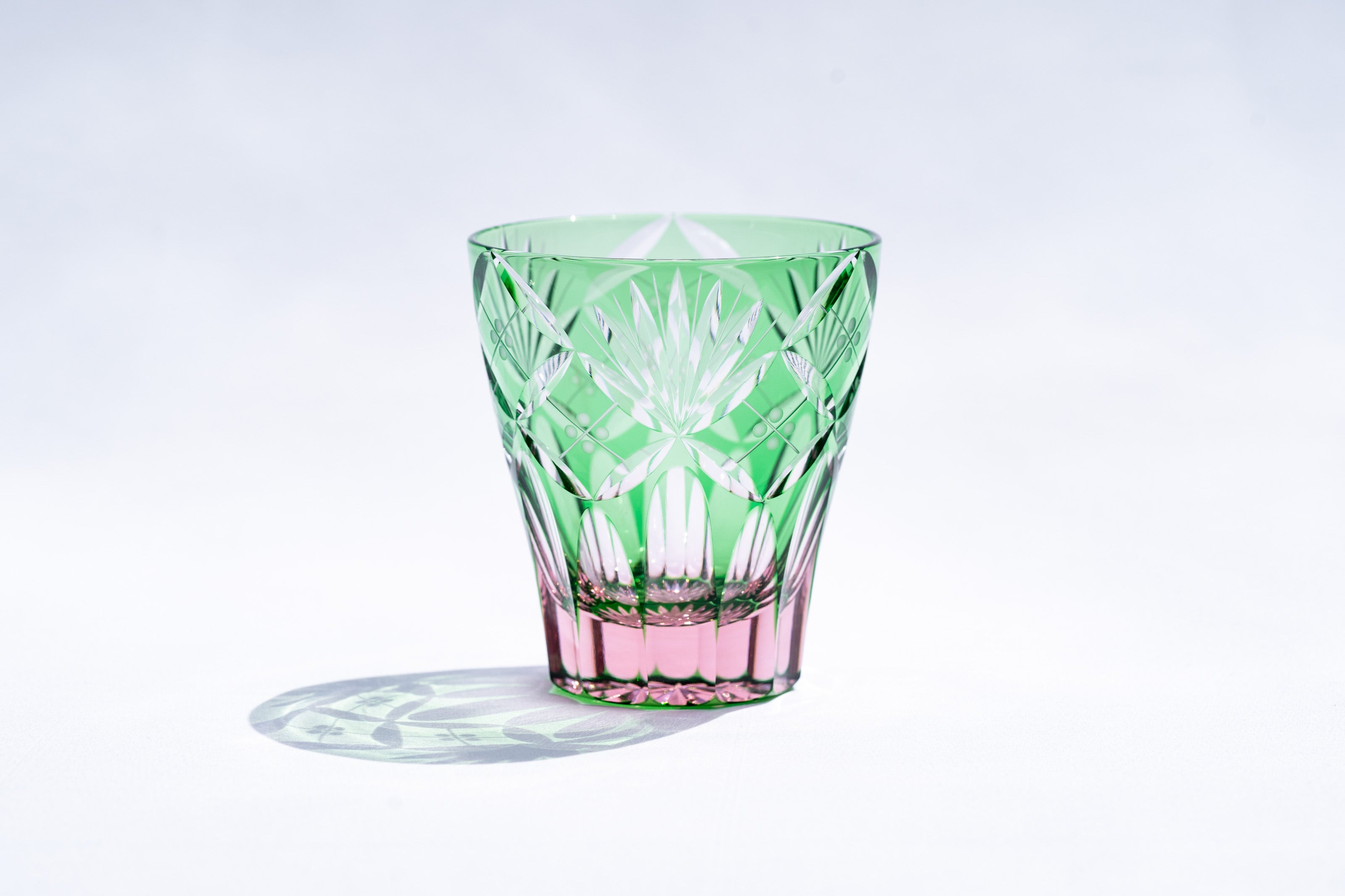 M-8573-2PG Mini Old Pair of Edo Kiriko Glassware with Shippo