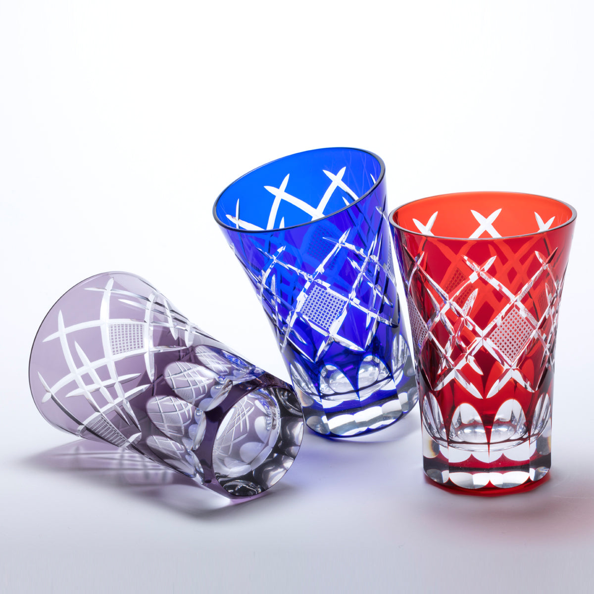 M-7575-R 菱魚子文様 天開タンブラー アカ – 硝子工房 彩鳳