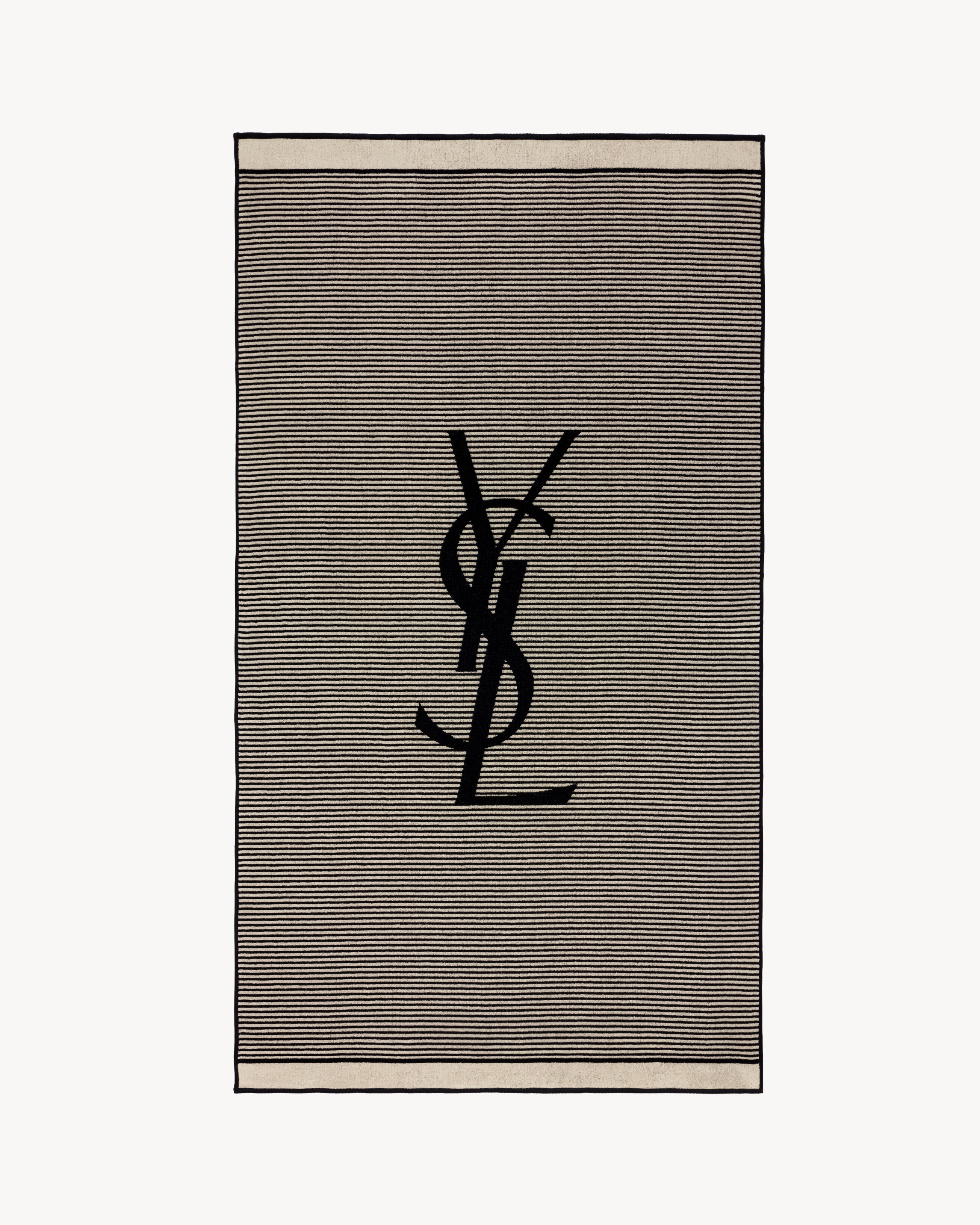 CASSANDRE striped towel in cotton in Black | Saint Laurent | YSL EN-PL