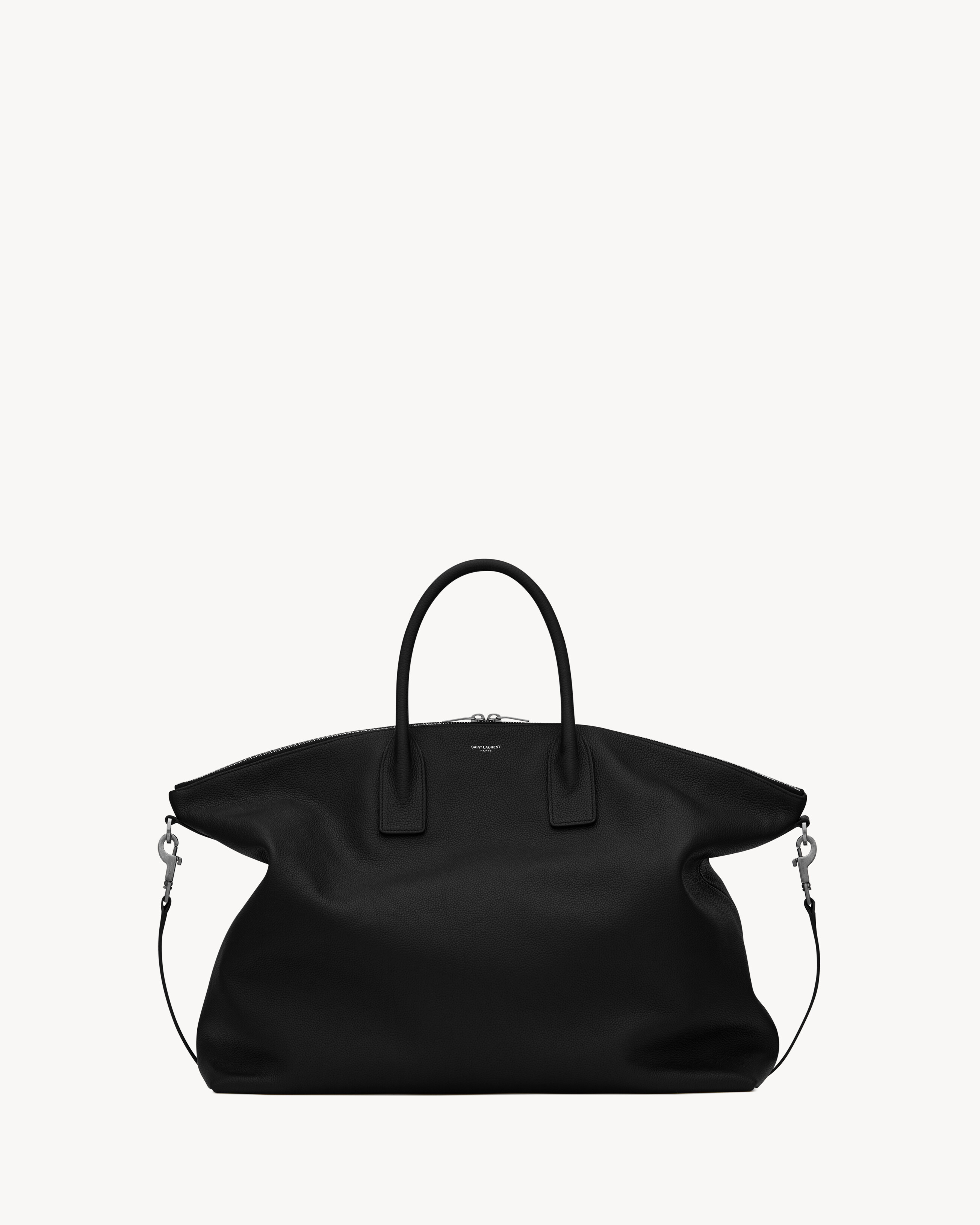 グレインレザー素材のボーリングトート ダッフルバッグ ブラック