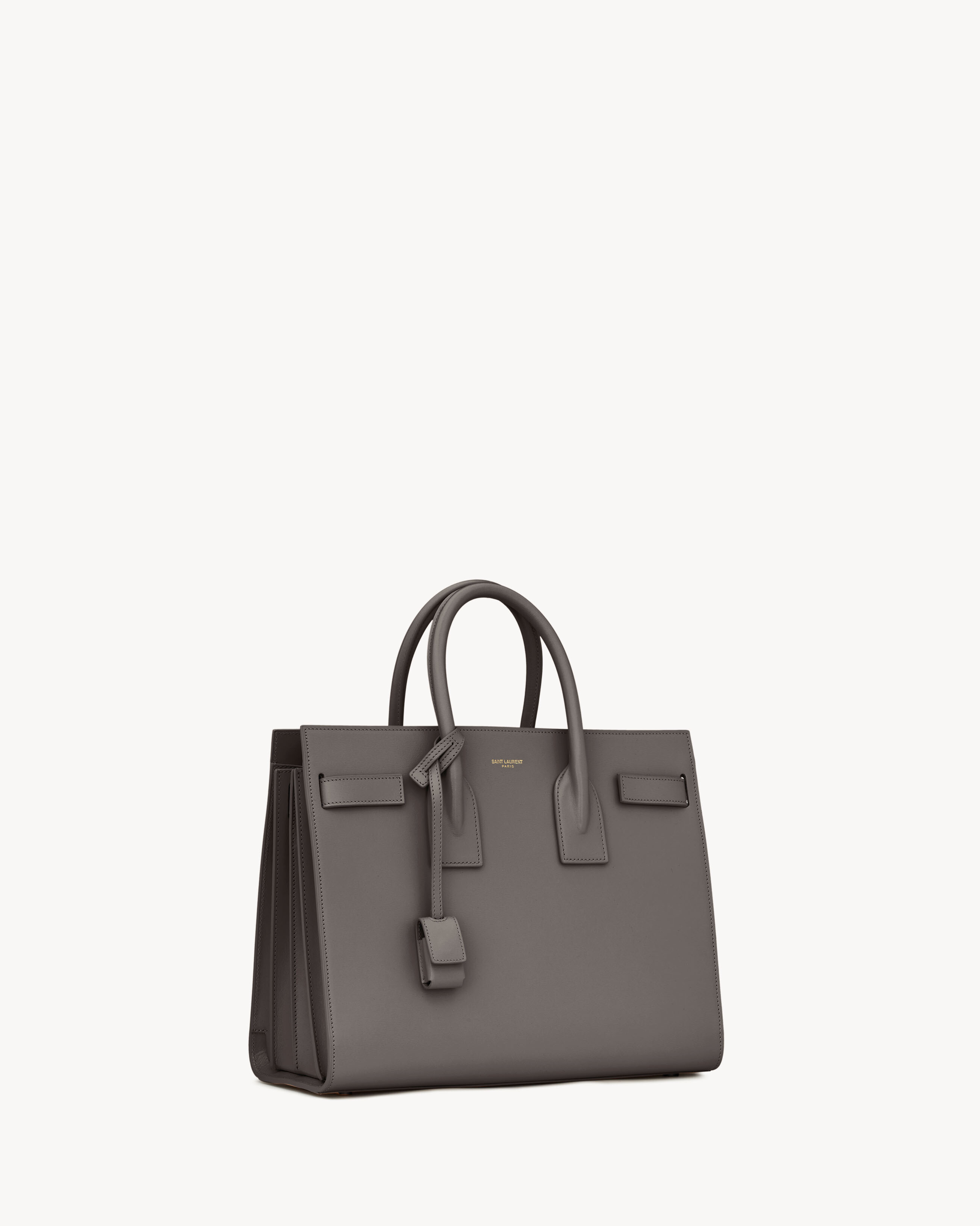SAC DE JOUR in smooth leather – small in Grey & Silver | Saint