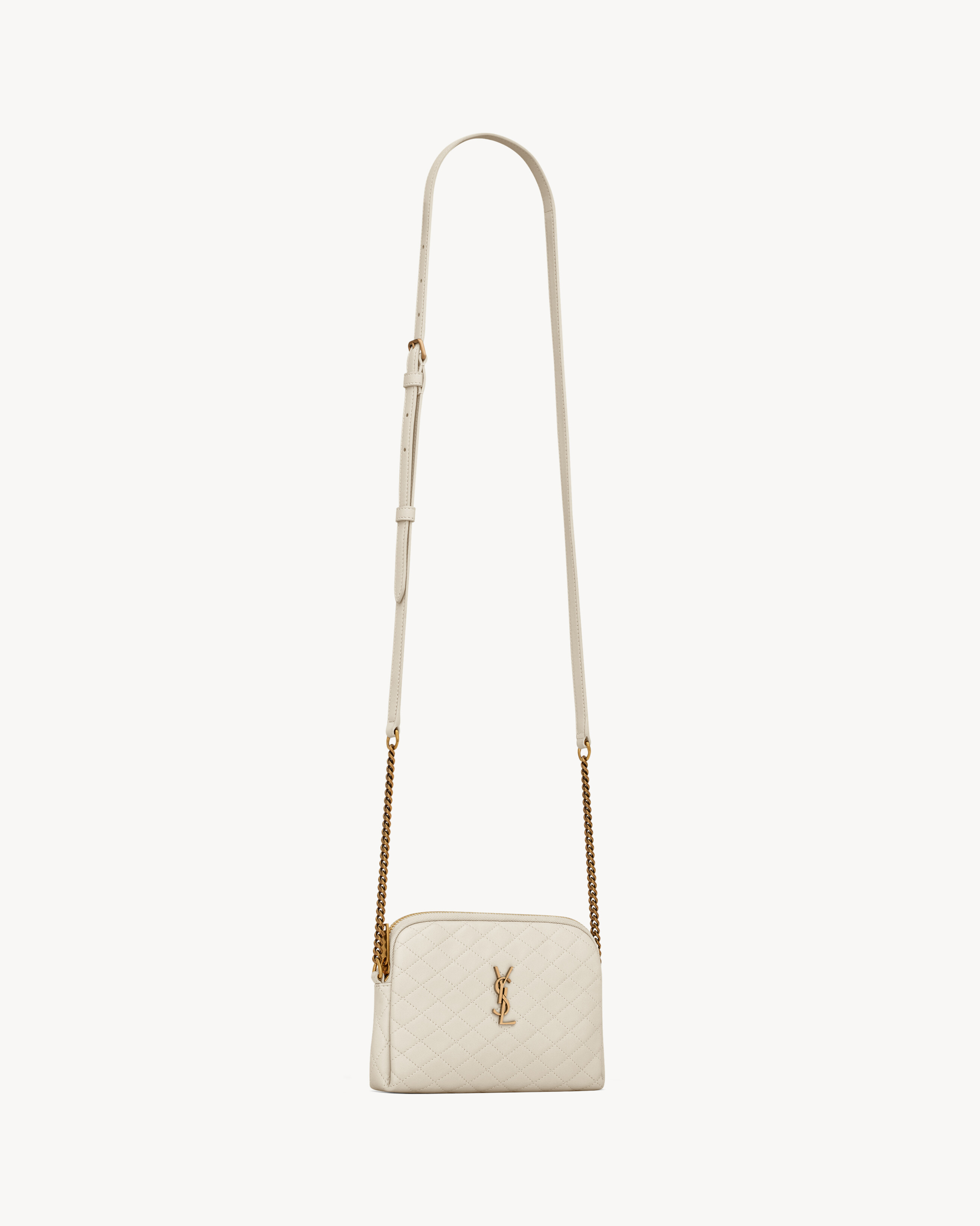 GABY ZIPPERED POUCH IN LAMBSKIN in White | Saint Laurent | YSL EN-US