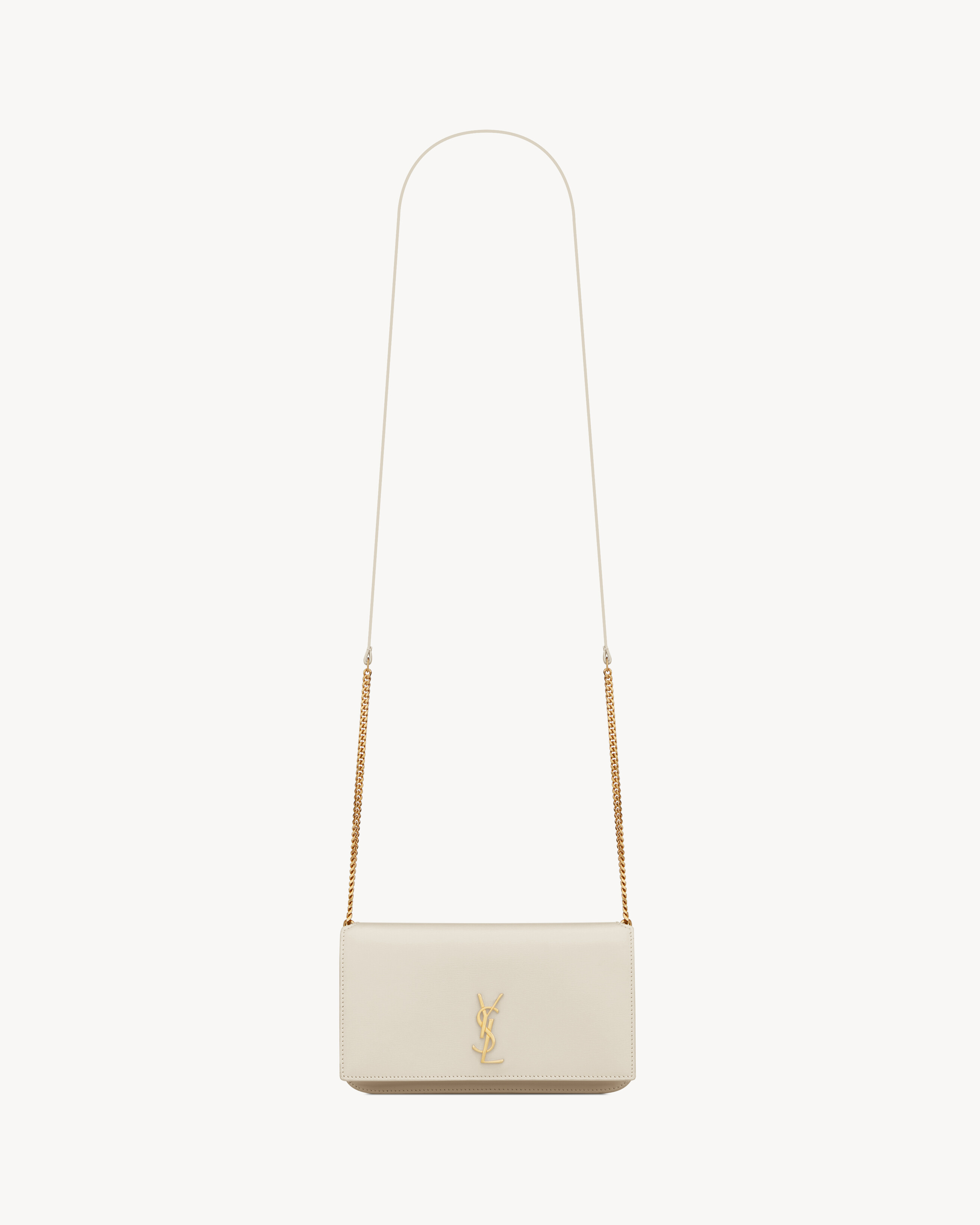 CASSANDRE phone holder in smooth leather in White | Saint Laurent