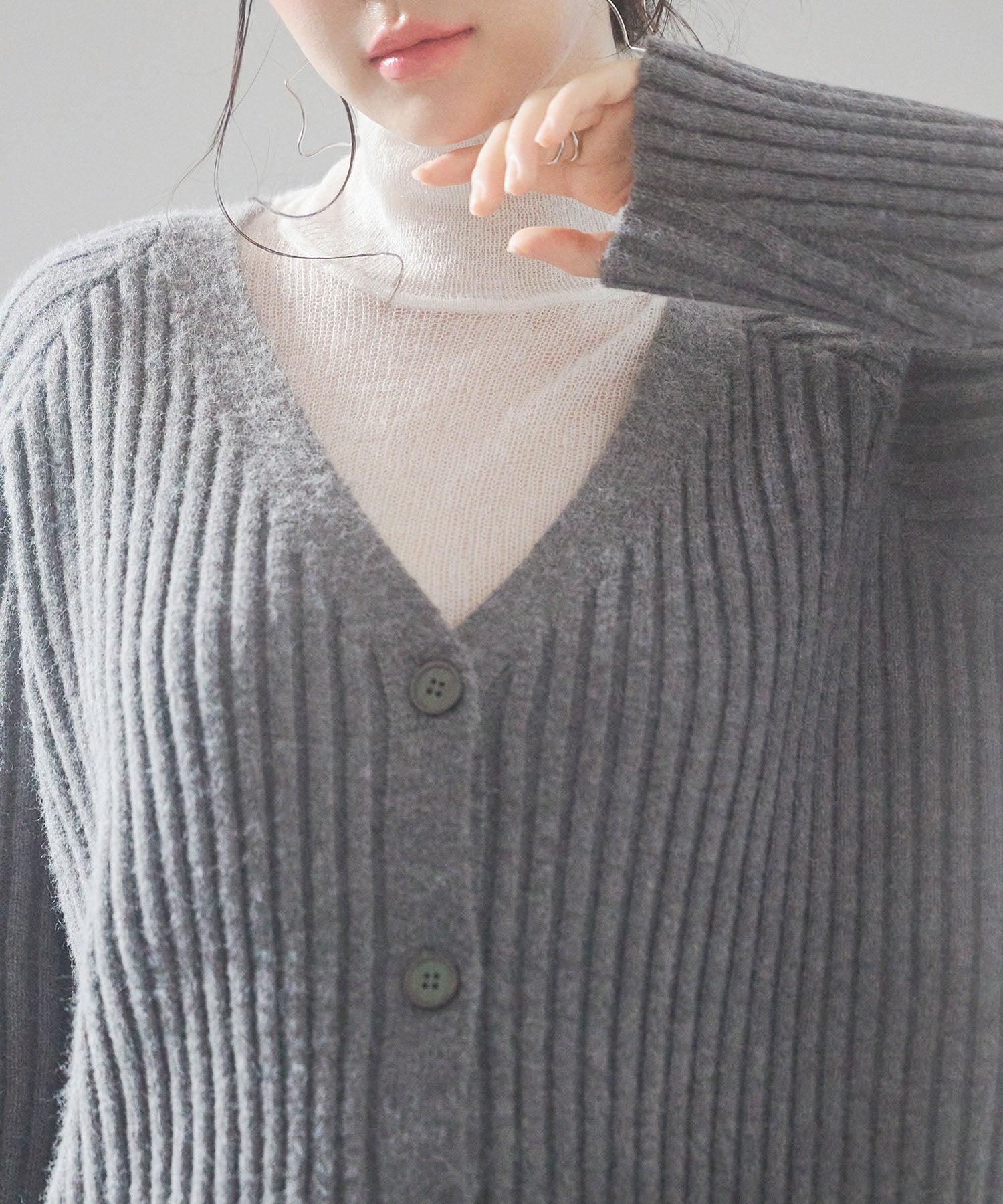 ファーポケットVネックニットカーディガンsdp8029 グレー – [公式