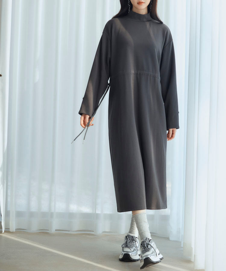 ウエストドローストリング裏起毛ワンピースsdp0244 チャコール – [公式