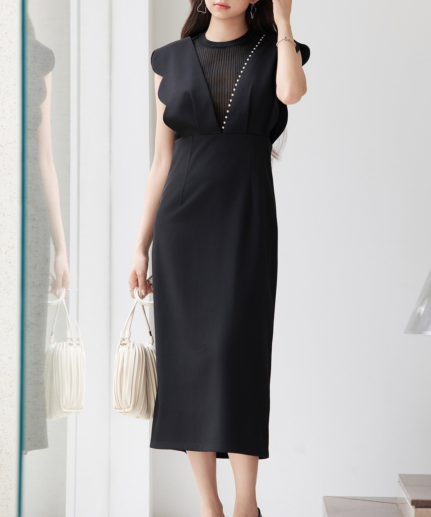 パール付きスカラップジャンパースカートsdp0306 ブラック – [公式