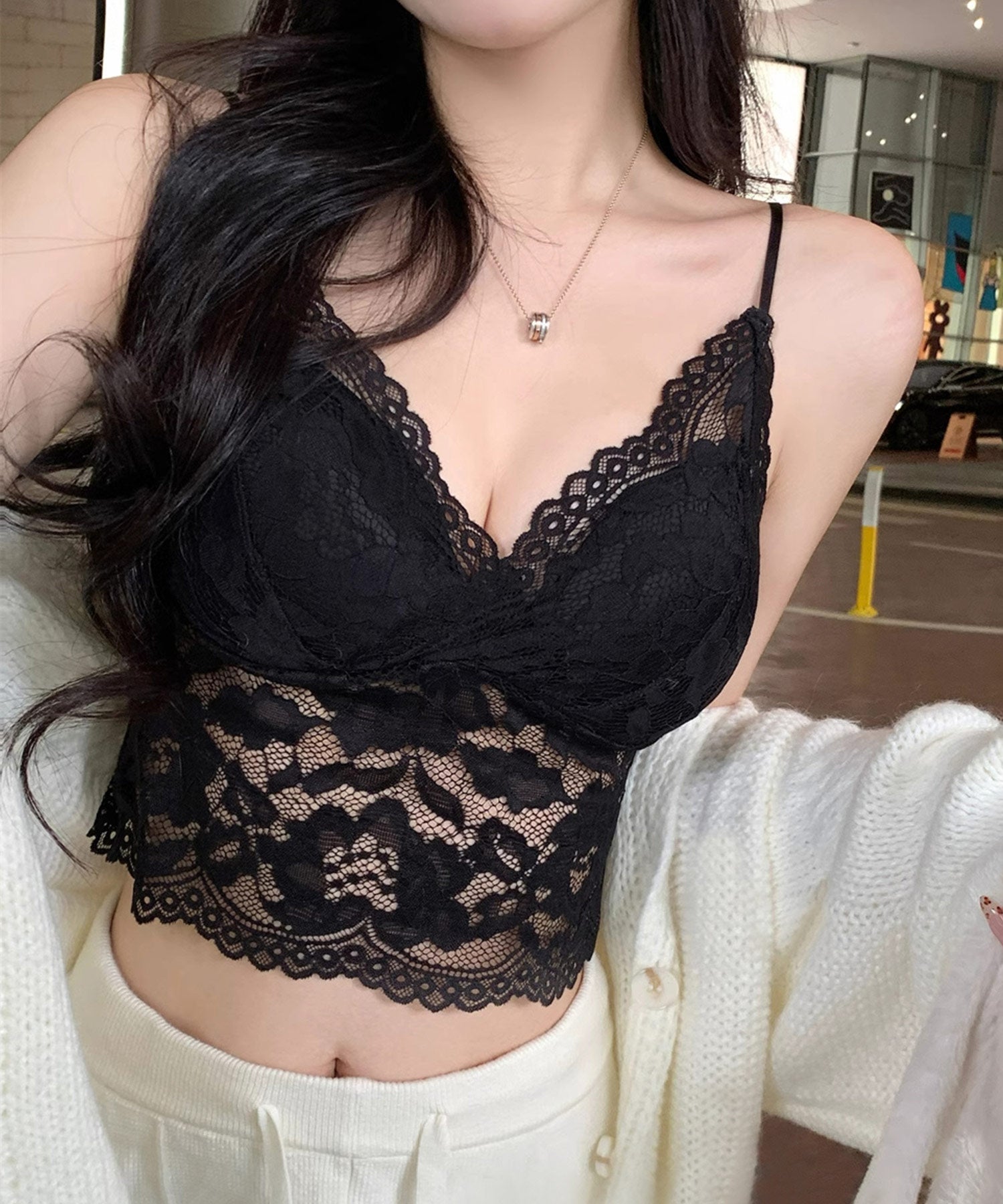 固定カップ総レースキャミソールsdpal015 ブラック – [公式]SAISON DE