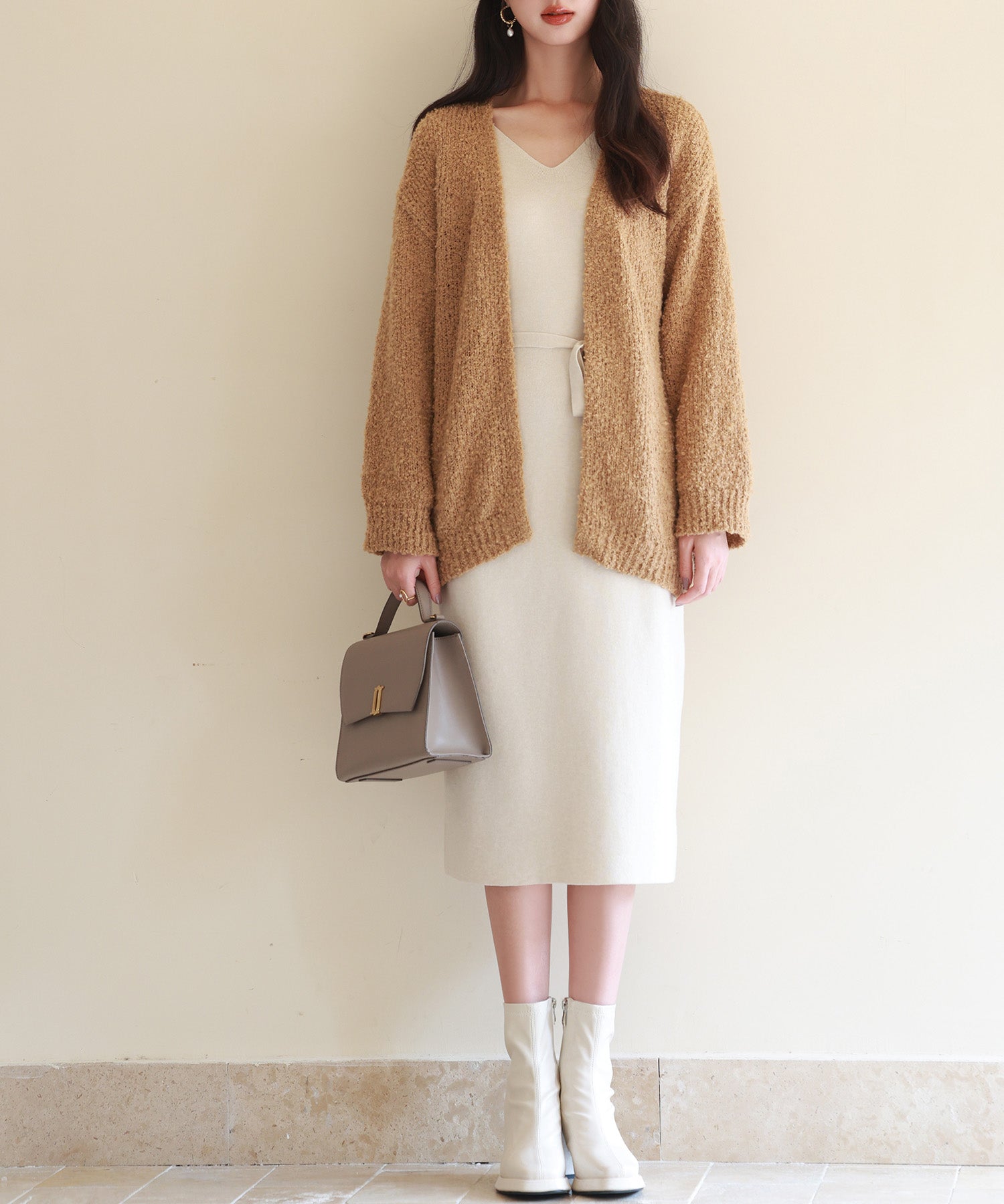 ドロップショルダーニットカーディガンsdpxyf6576 ブラウン – [公式