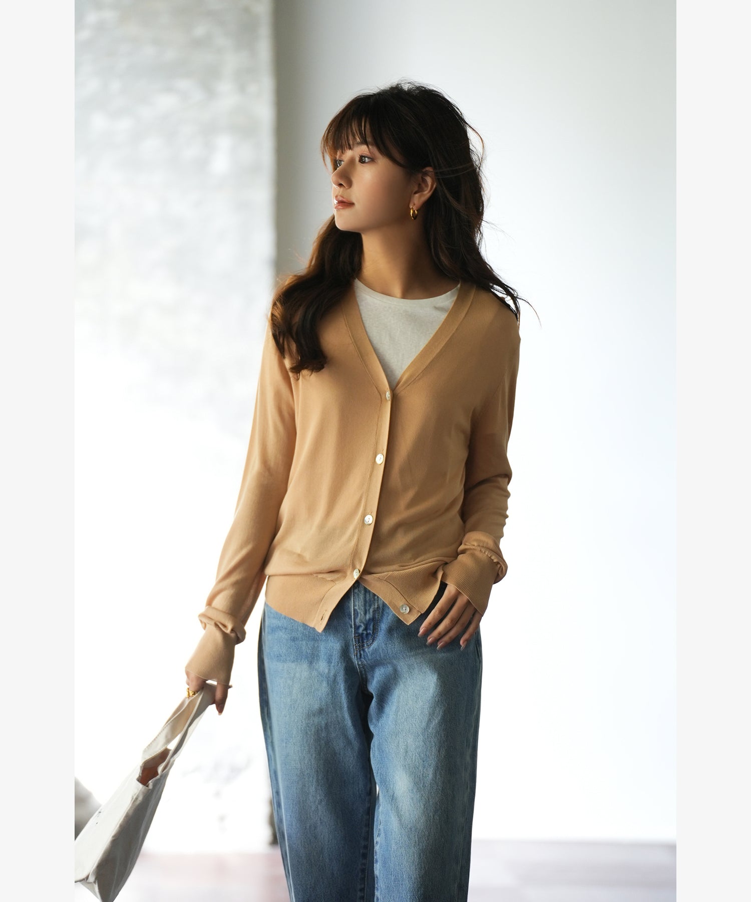 サマーニットVネックカーディガンxyf2080 キャメル – [公式]SAISON DE