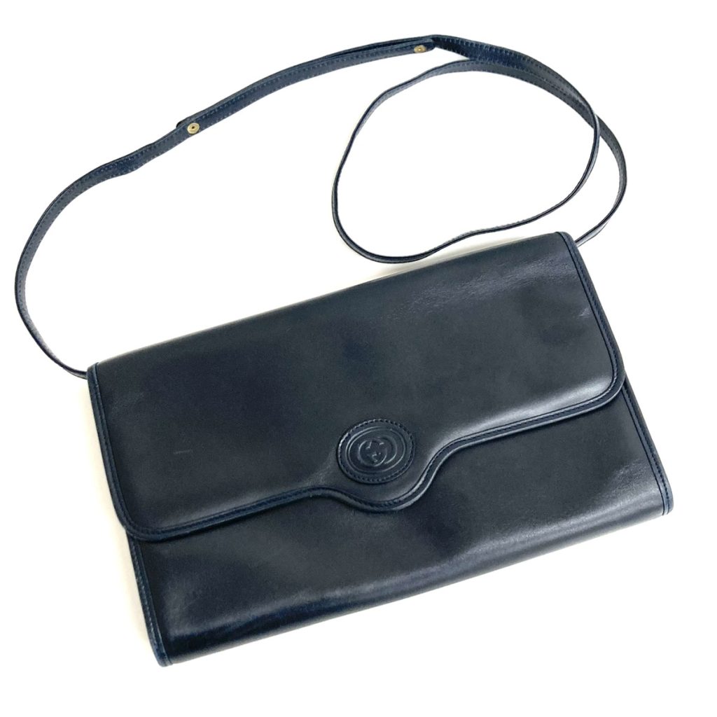 GUCCI オールドグッチ レザー ショルダーバッグ ネイビーの買取実績