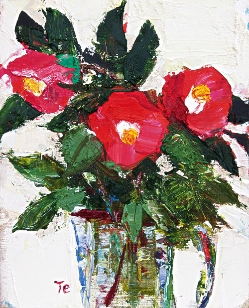 佐藤哲「椿」F3 油彩