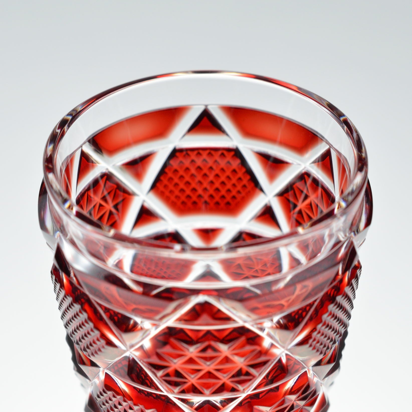 島津薩摩切子】復元 脚付杯(中) cut65 – ㈱島津興業 島津薩摩切子