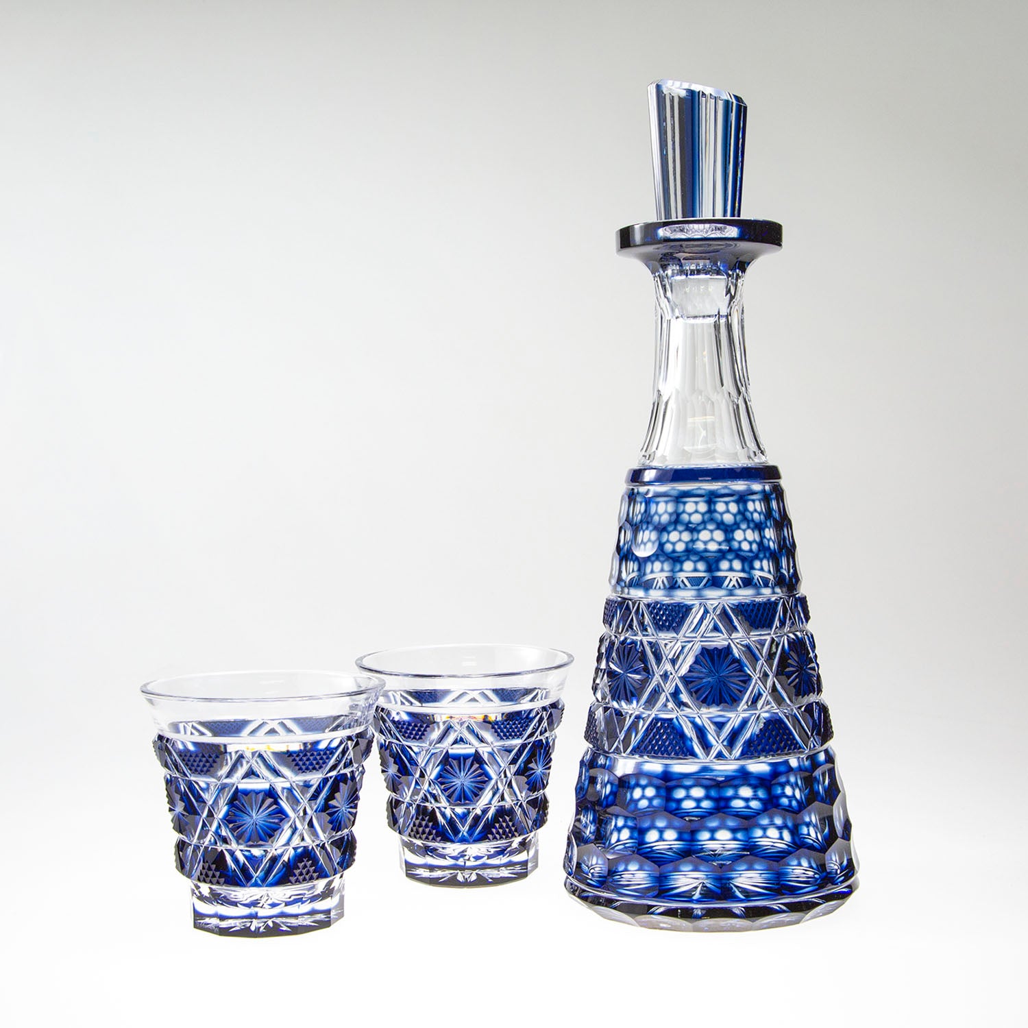 島津薩摩切子】 創作 冷酒器セット cut01 – ㈱島津興業 島津薩摩切子