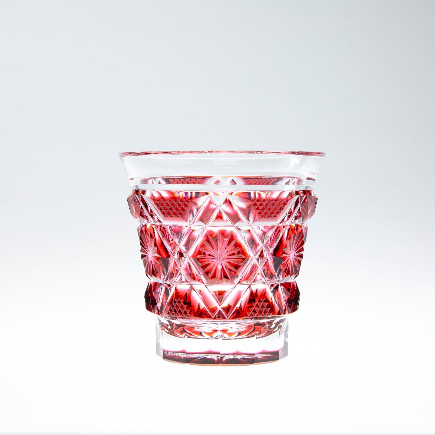 島津薩摩切子】 創作 冷酒グラス cut01金赤×藍セット – ㈱島津興業