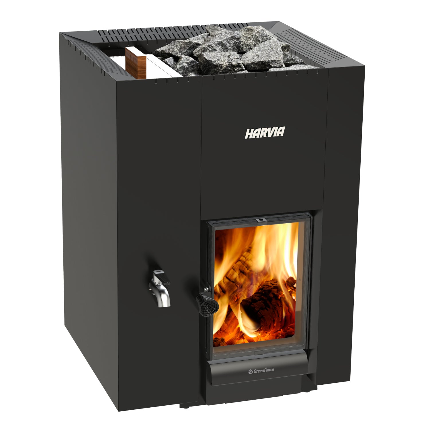 Harvia Linear 22 GreenFlame wood burning sauna heater with