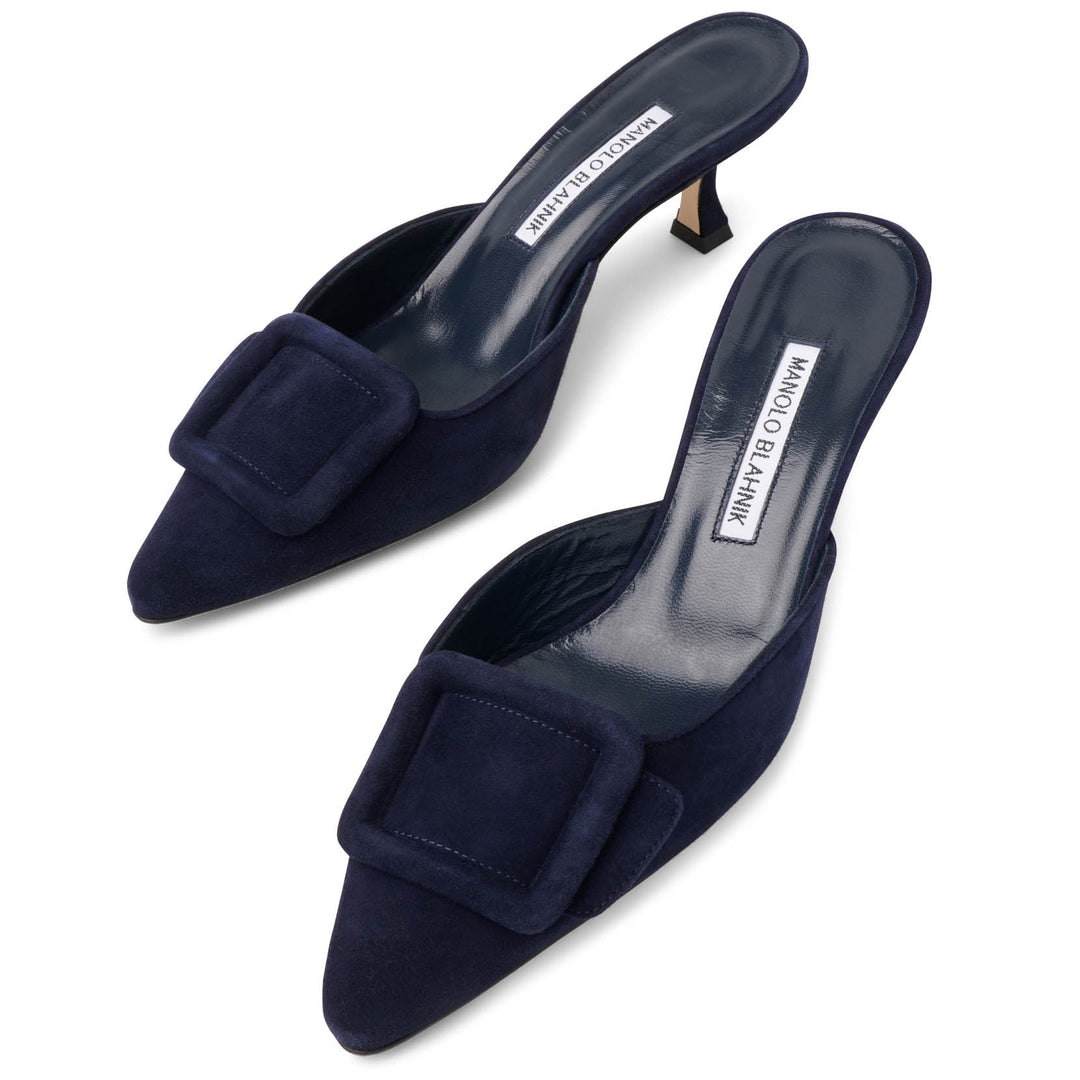 Manolo Blahnik | Maysale 50 navy suede mules | Savannahs