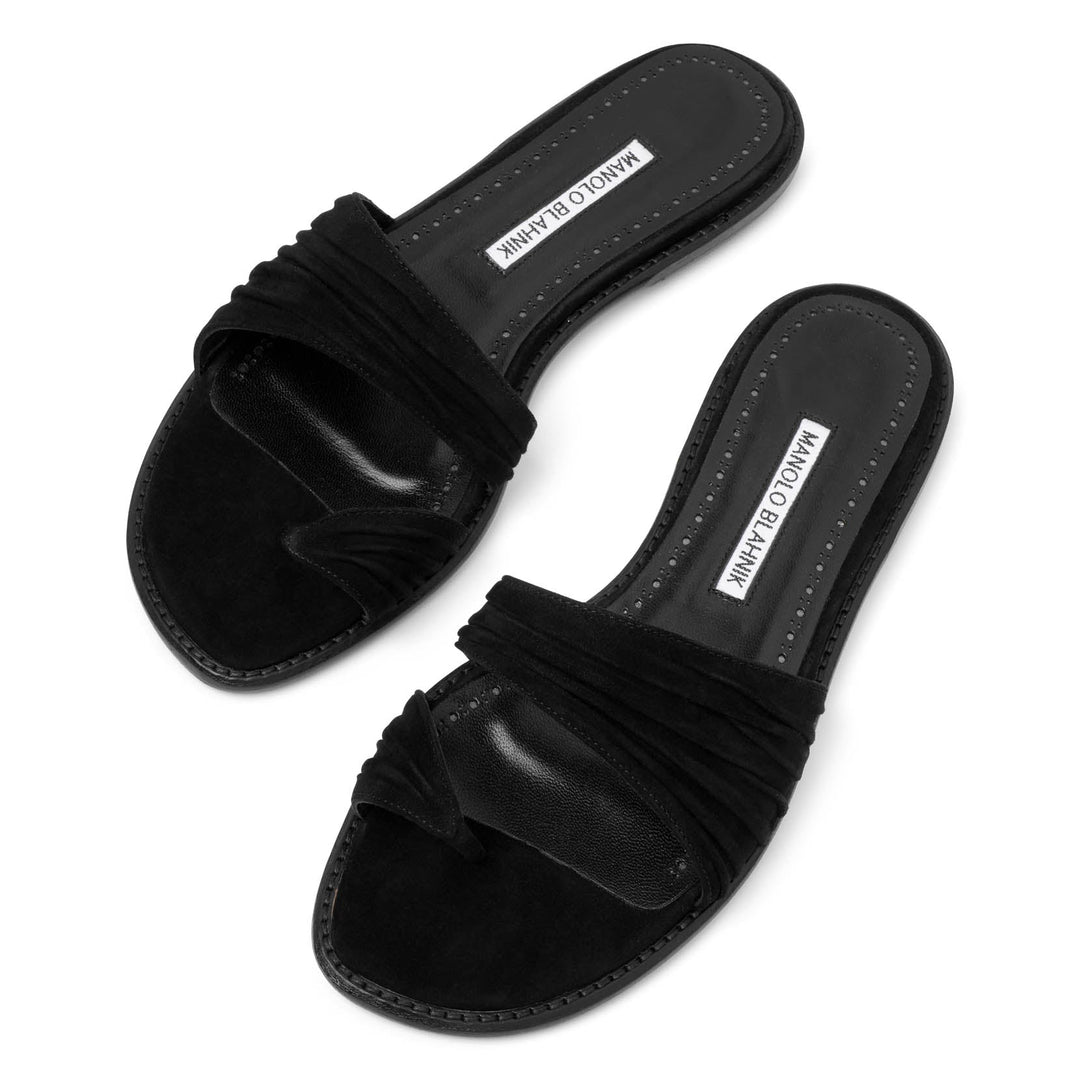 Manolo Blahnik | Tibo black suede flats | Savannahs