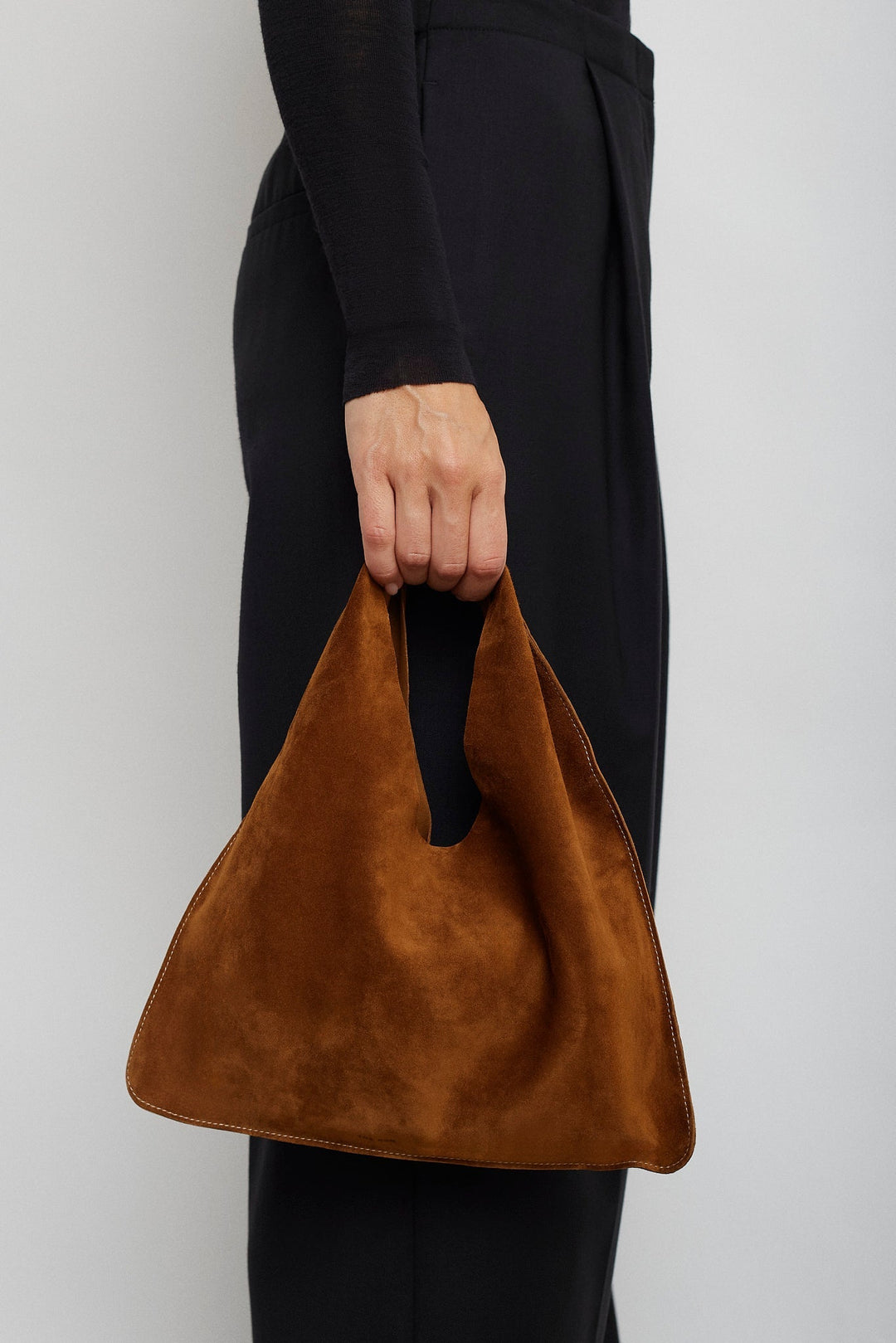 The Row | Bindle small brown suede bag | Savannahs