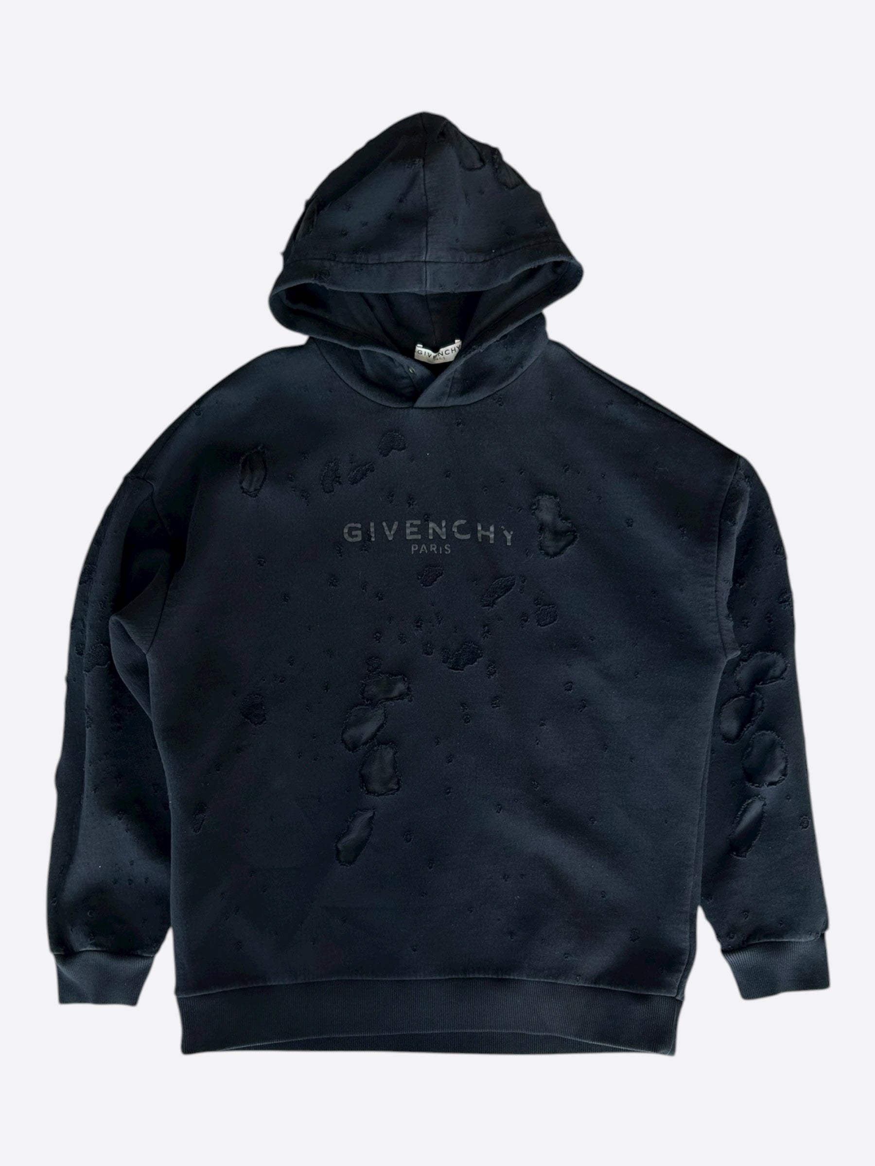 Givenchy Black & White Back Logo Zip Up Hoodie – Savonches