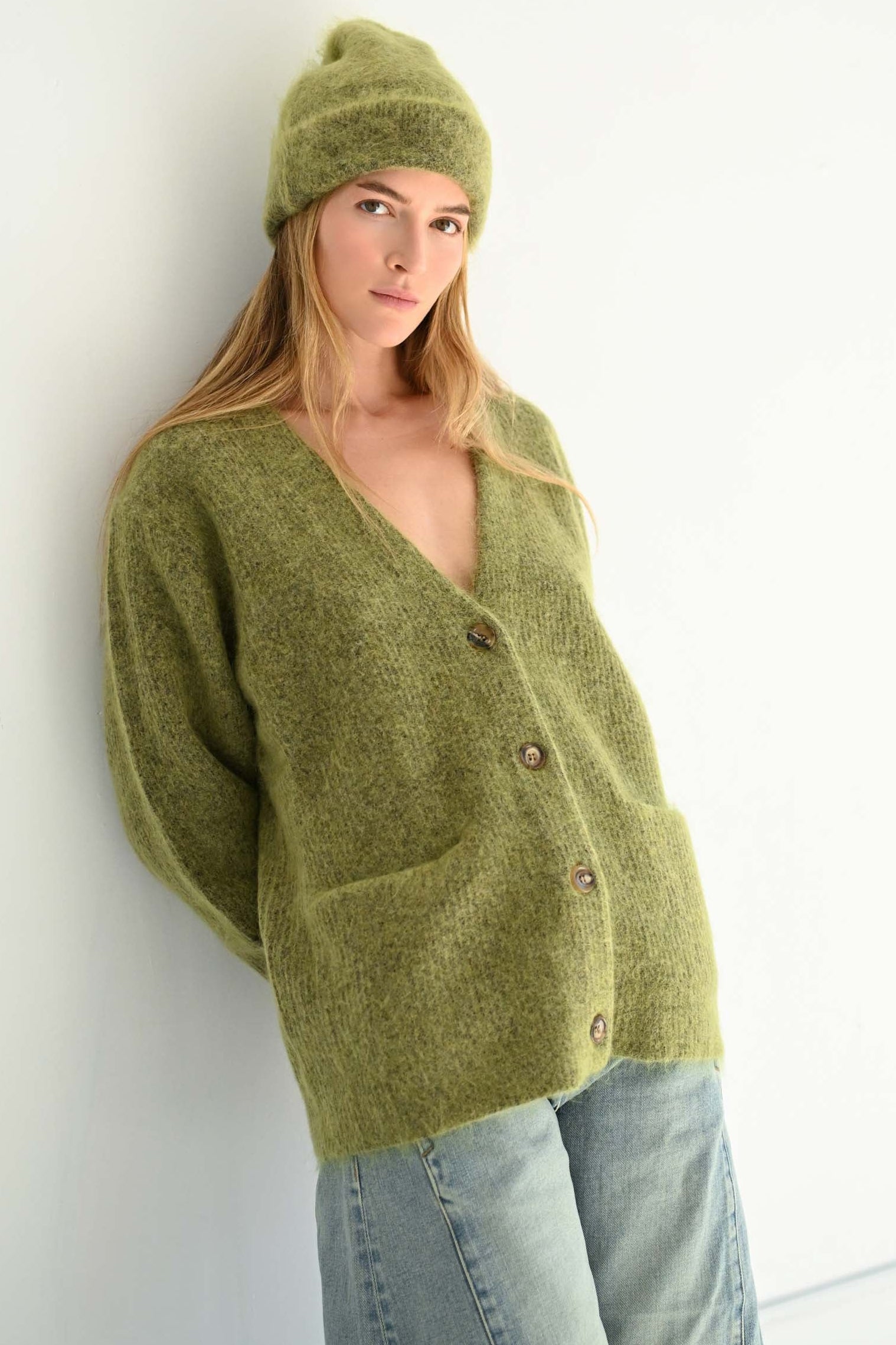 Mohair Cardigan in Matcha – SAYAKA DAVIS NEW YORK
