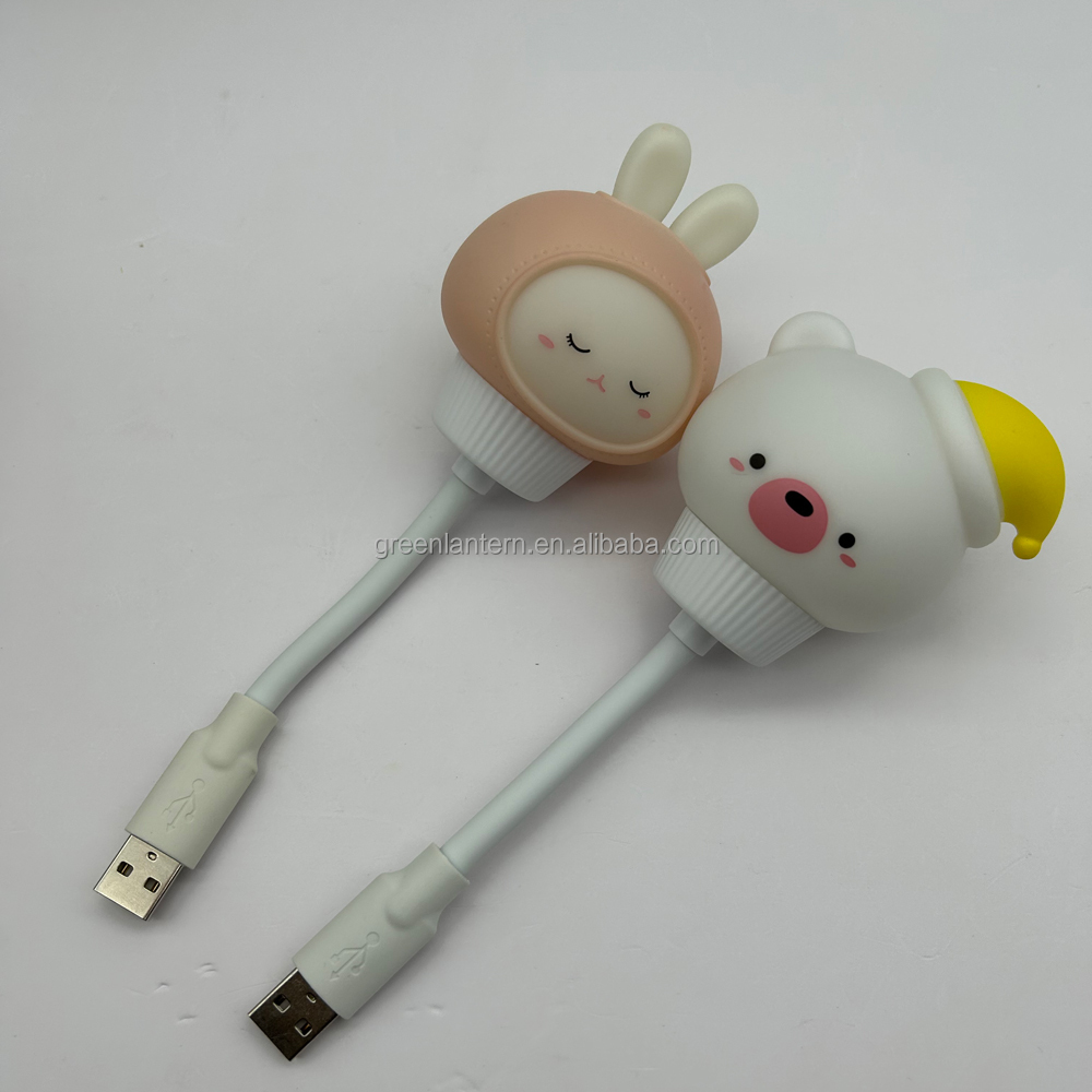 USBプラグインかわいい漫画クマウサギ猫ナイトライトUSBプラグインLED