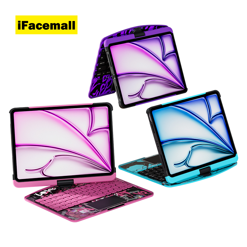 Ifacemall 360 Transparent Pink Magic Keyboard Case for Ipad Pro