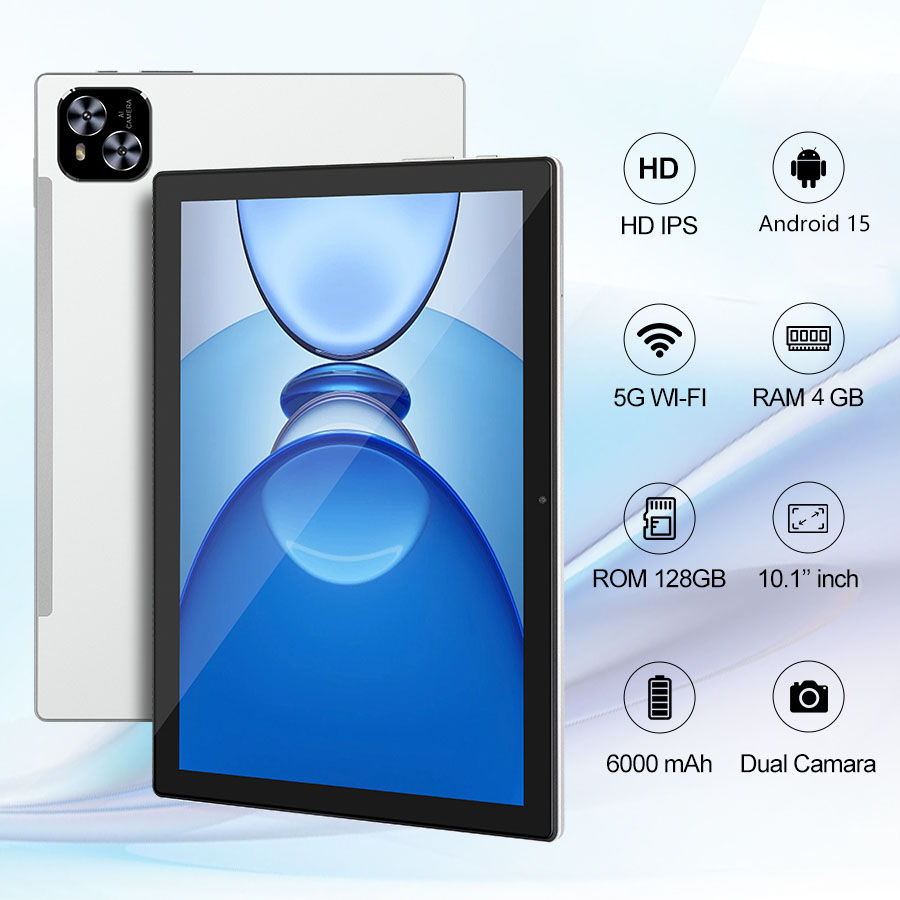 10.1インチ Android 15 タブレットPC 4GB RAM 128GB 大人向け WiFi BT