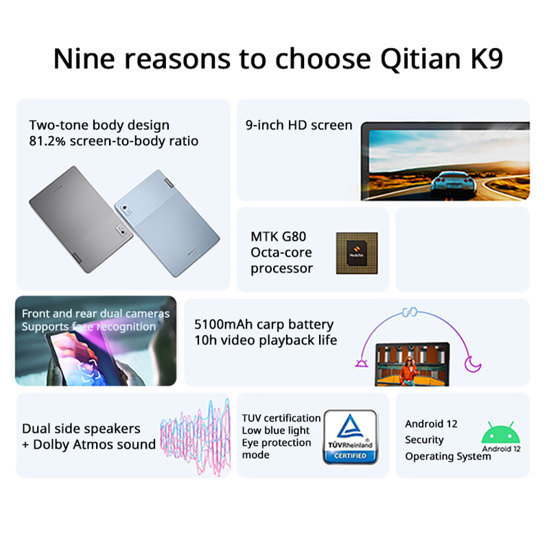 Lenovo Qitian K9/M9 Tablet - 4GB RAM, 64GB Storage, Octa-Core