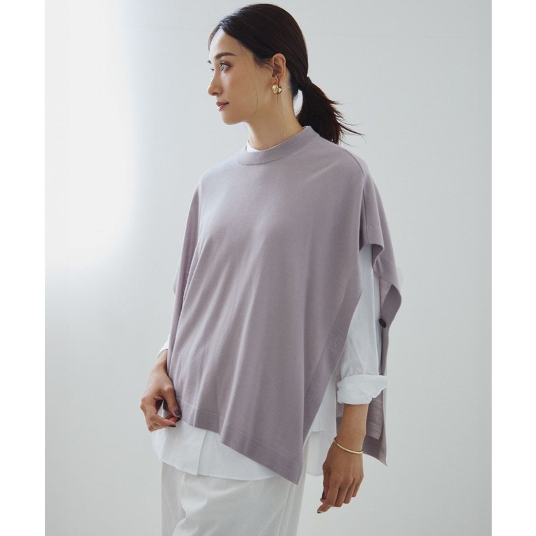 ニジュウサンク 23区 【洗える】CANCLINI バンドカラー シャツ