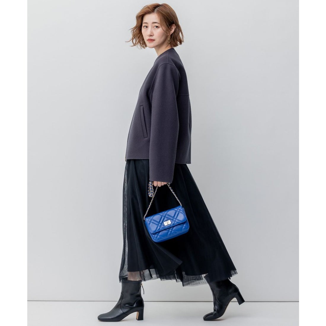 ニジュウサンク 23区 ウールリバー ショート ブルゾン （ブラック系