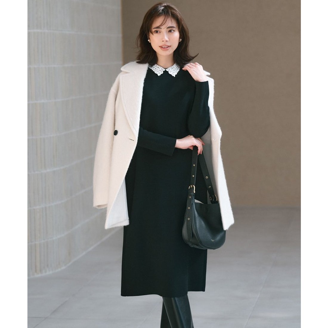 ニジュウサンク 23区 ループカットシャギー コート （ネイビー系