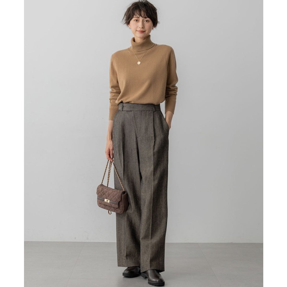 ニジュウサンク 23区 【洗える】ピュアカシミヤ タートルネック ニット