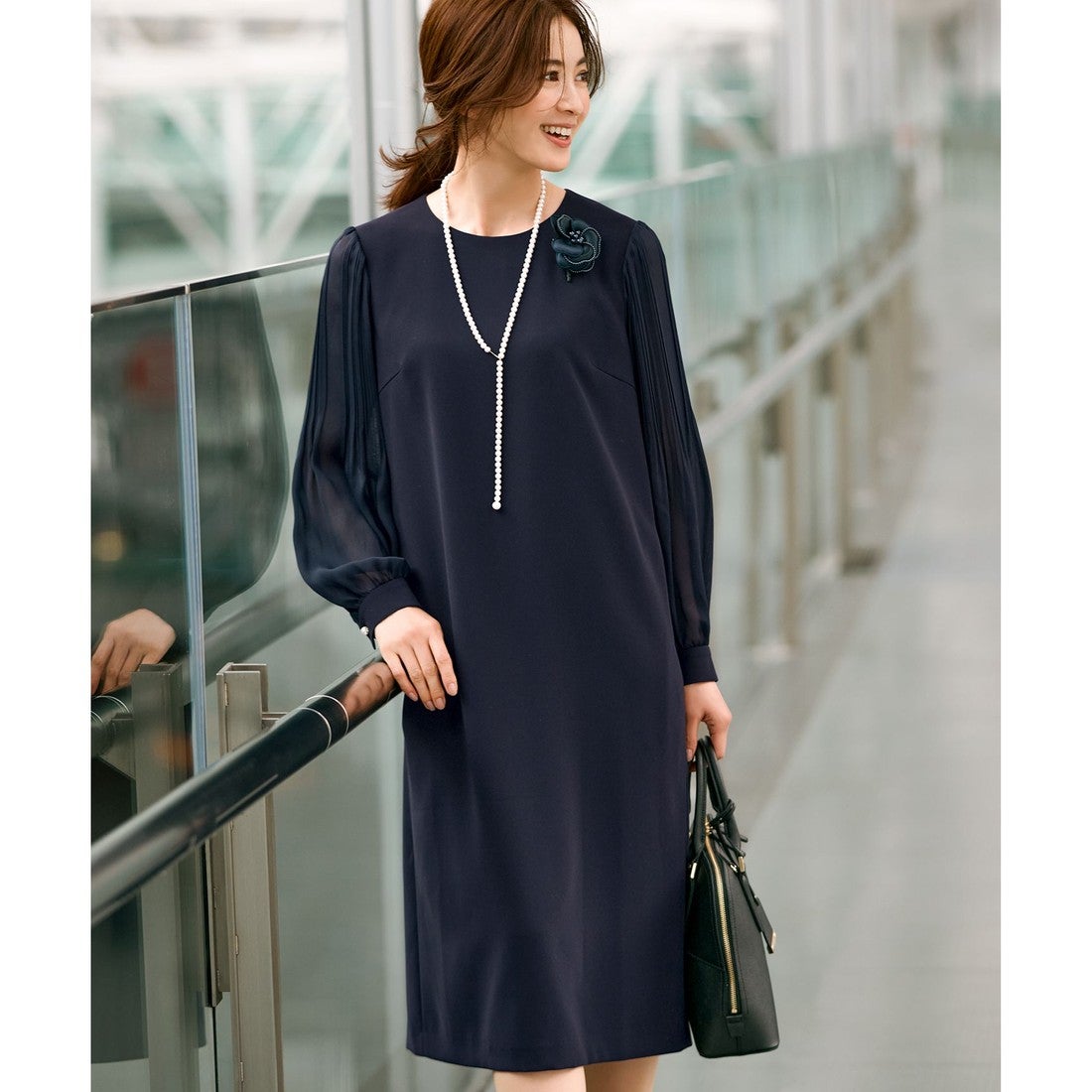 23区 【洗える】トリアセダブルジョーゼット シフォンスリーブ