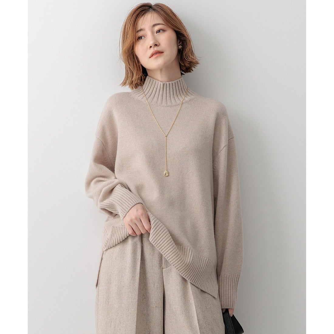 23区 【一部先行予約】カシミヤブレンド ハイネック ニット （ベージュ