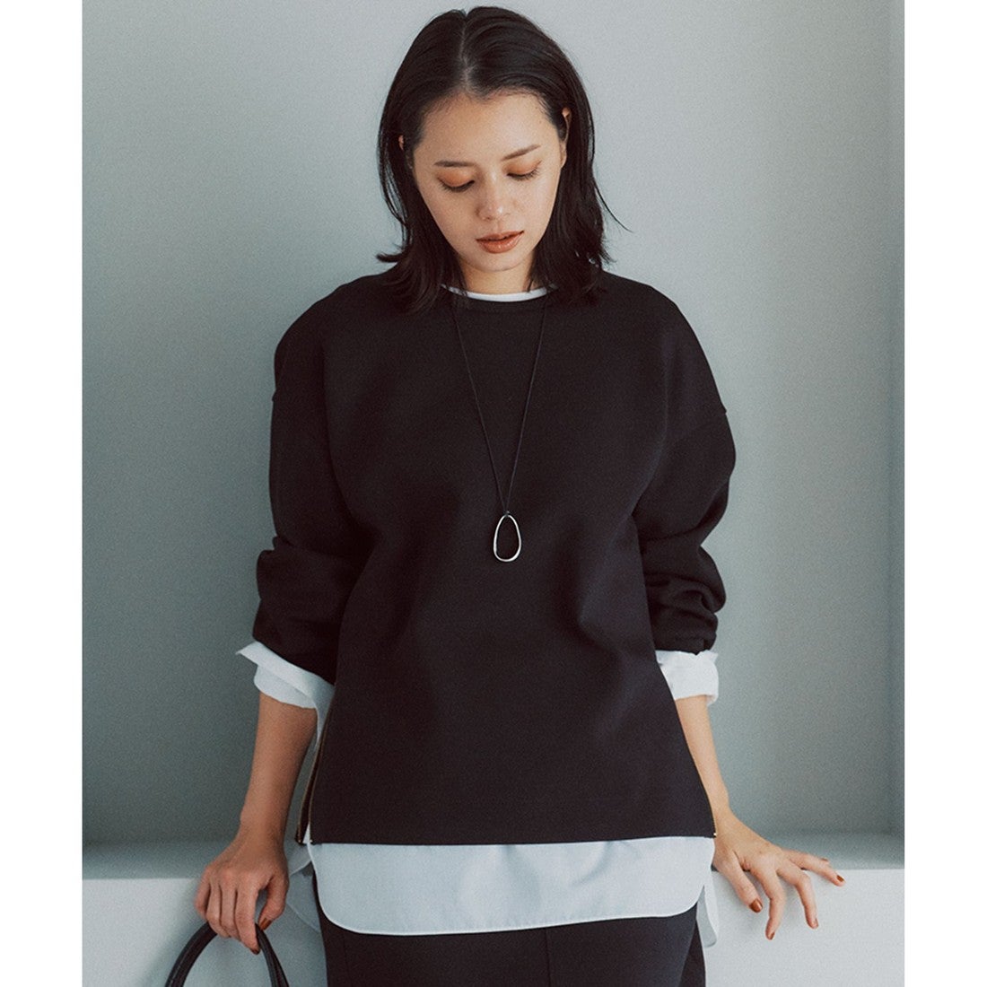 23区 【洗える】コットンエアーダンボール サイドジップ カットソー